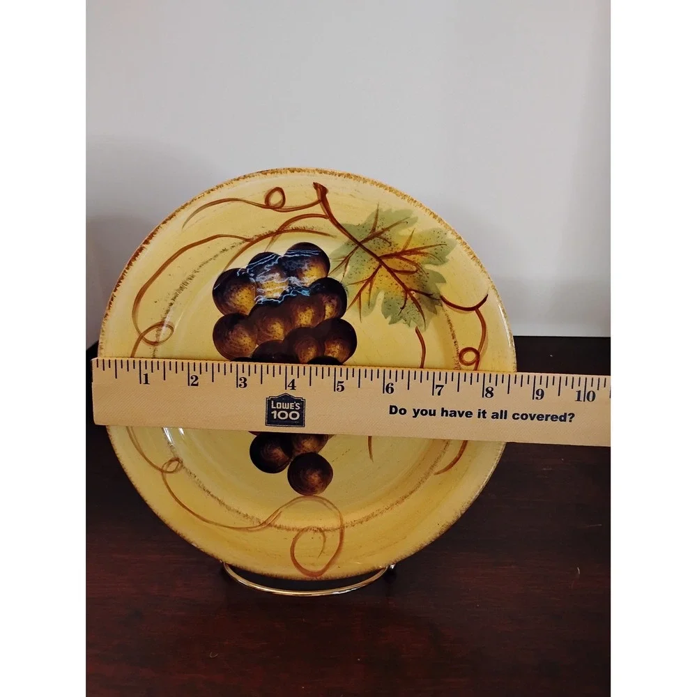 Tabletops Lifestyles Vino Salad Plate Hand Painted Grapes Ceramic 8.5 Inch